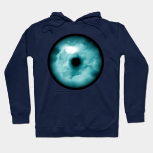 Blue green cloudy eyeball graphic Hoodie